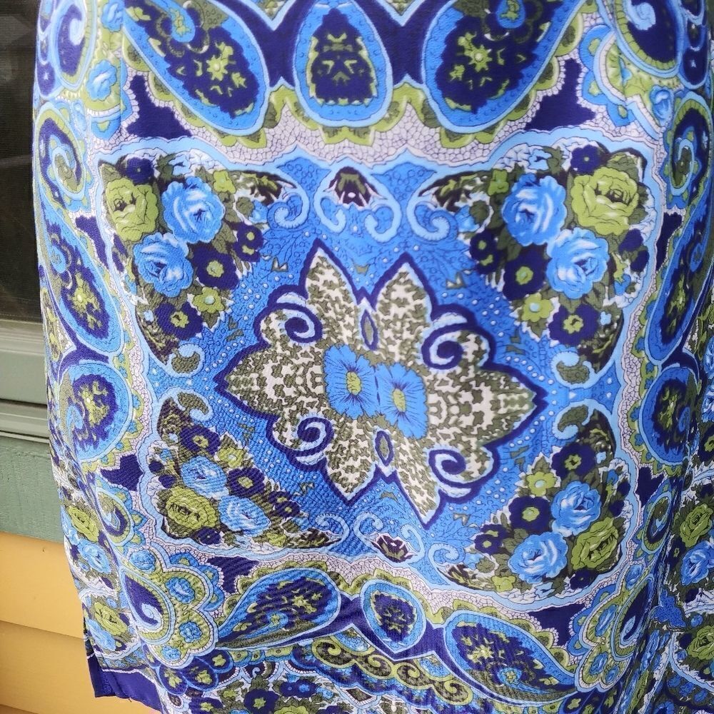 2/$20 Darling Scarf Style Blue Green Mini Skirt - Picture 3 of 8